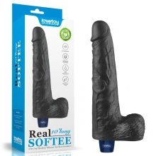 Dildo z Przyssawką Żelowy REAL Softee Rechargeable TPE Dildo(black) | 100% ORYGINAŁ| DYSKRETNA PRZESYŁKA